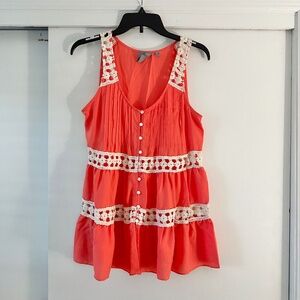 Anthropologie Coral Crochet Tank